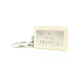 Chanel Rare White x Silver 99a CC Logo Address